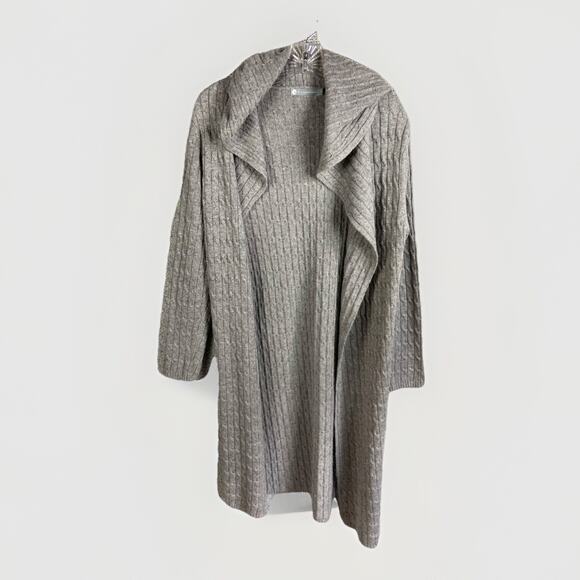 In 2 By In Cashmere Cardigan Sweater Women’s Small Cableknit Long Hooded - Picture 1 of 10